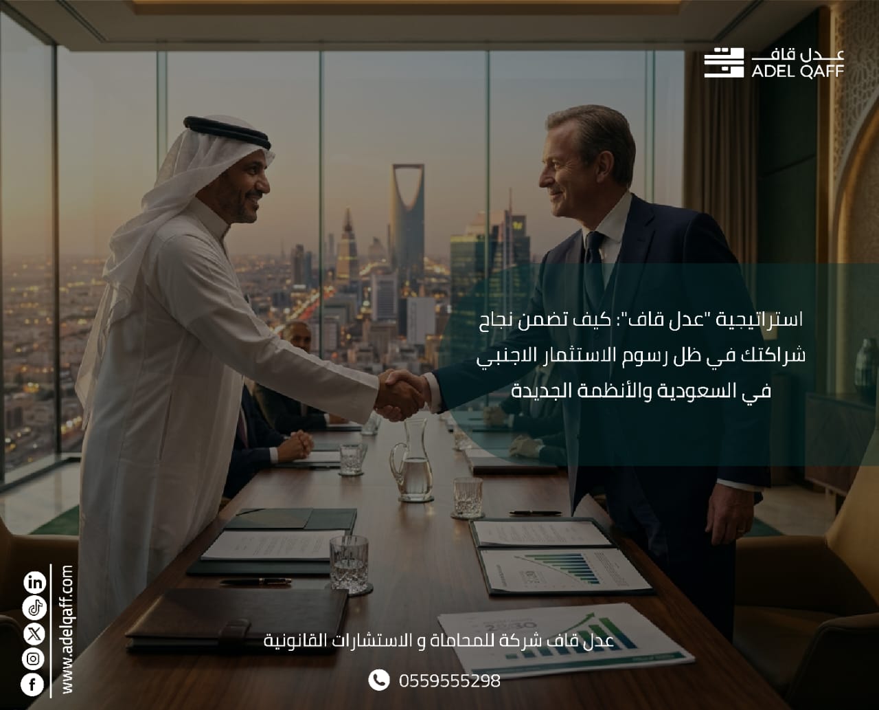 استراتيجية "عدل قاف": كيف تضمن نجاح شراكتك في ظل رسوم الاستثمار الاجنبي في السعودية والأنظمة الجديدة